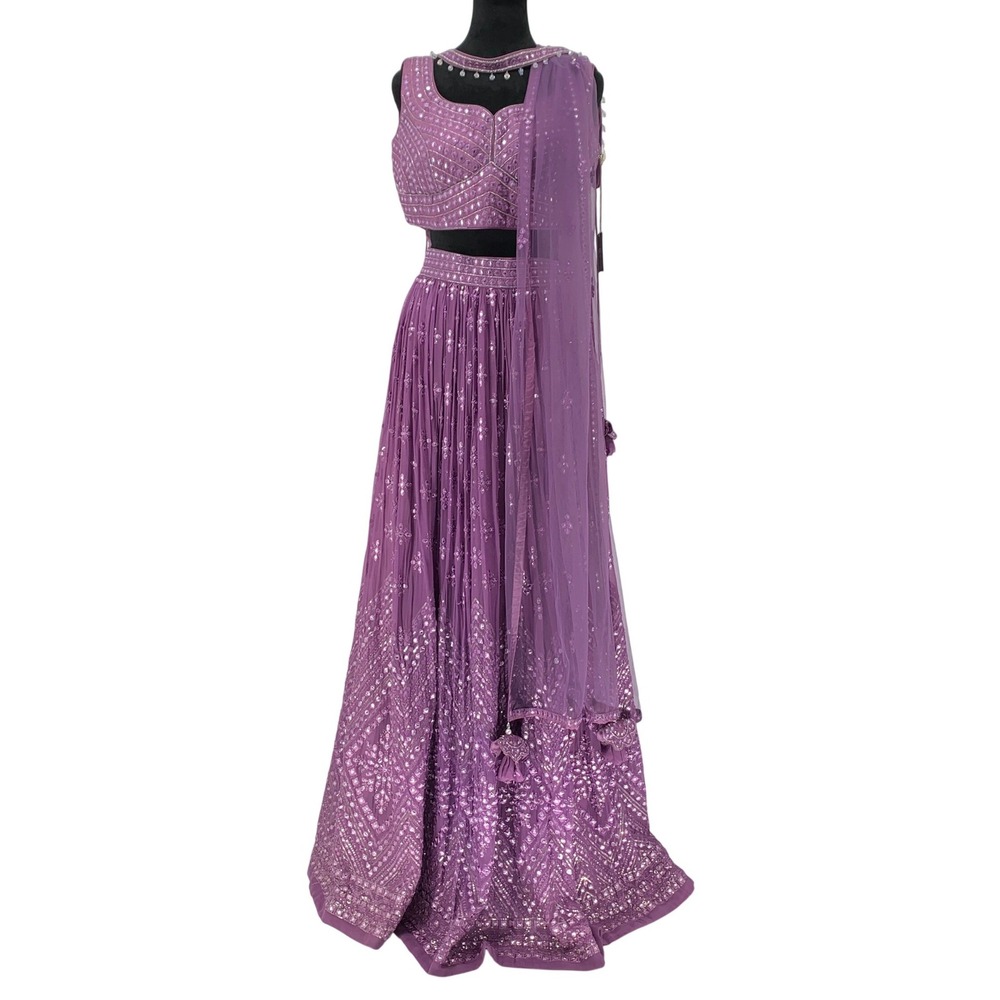 Nazila Couture size M Purple Lehenga Choli 4 pc set Dupatta & Belt